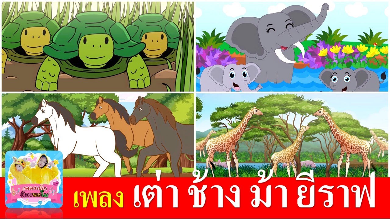 รวมฮิตเพลงเด็ก เต่า ช้าง ม้า ยีราฟ | เต่าเอ๋ยเต่า | ช้างช้างช้าง | ม้าวิ่งกรับกรับ | ยีราฟคอยาว