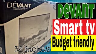 UNBOXING cheap budget friendly smart tv for gaming Devant 32 inches full HD smart tv 32STV101