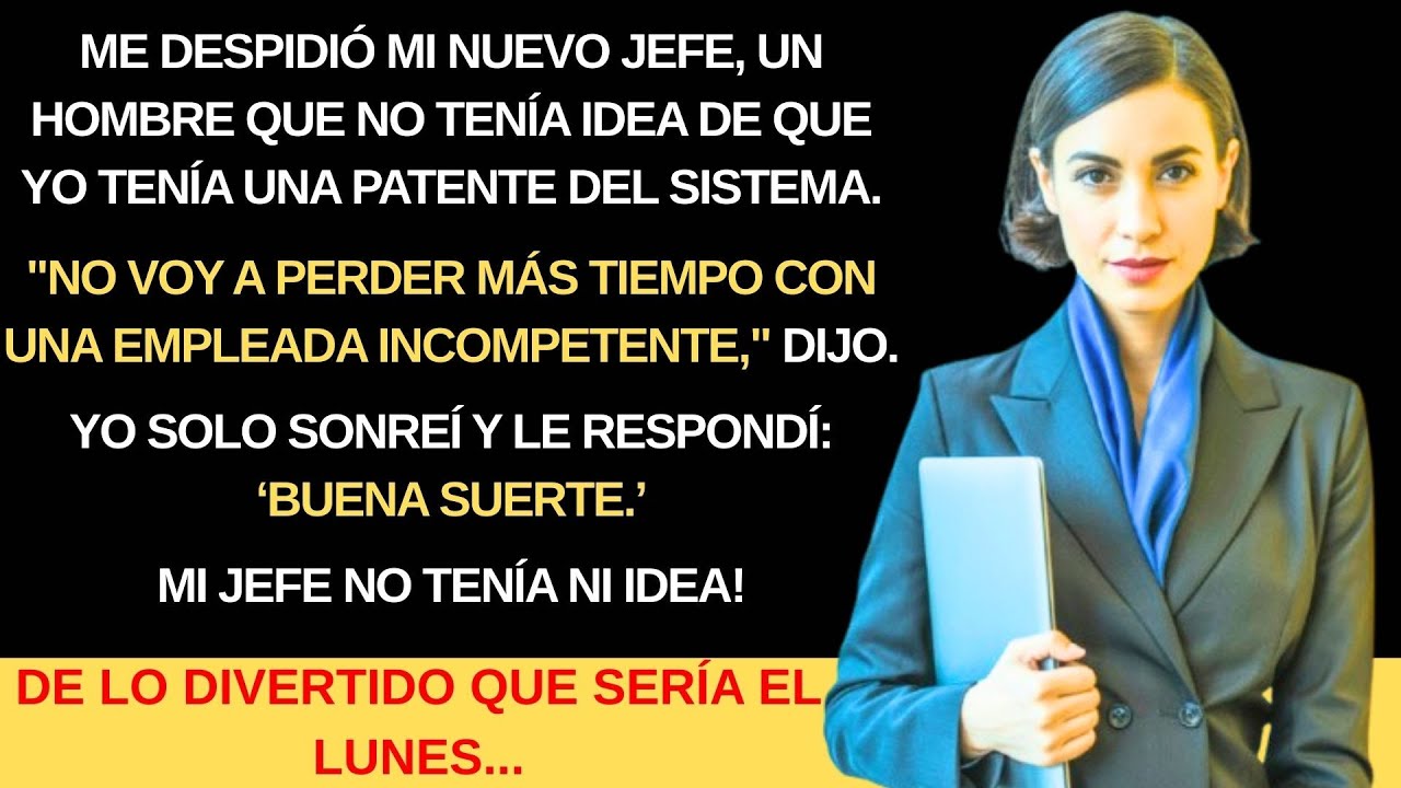 ME DESPIDIÓ UN JEFE SIN IDEA DE QUE YO TENÍA UNA PATENTE DEL SISTEMA. EL LUNES SERÁ DIVERTIDO...