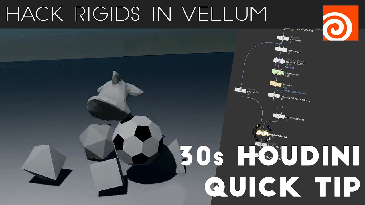 Houdini 30s Quick Tip #8 - Hack Rigids in Vellum - YouTube