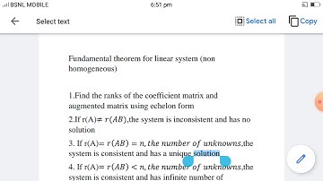 Fundamental theorem of linear system:Non homogeneous