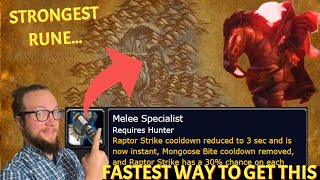 FASTEST WAY to get Melee Specialist Hunter Rune from the Dark Riders in Season of Discovery WoW