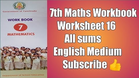 7th Maths Worksheet 16| 7th Maths workbook| 7th Maths English medium work sheet 16| All sums