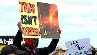 Dozens protest against ion lithium battery storage; Health and safety concerns