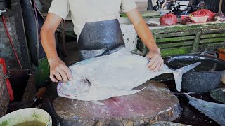 INDONESIA 🔪🔥 FOOD || BIG GT FISH CUTTING SKILLS VIDEO FISH MARKET INDONESIA