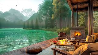Soothing Jazz Instrumental Music for Relax, Study ☕ Cozy Lakeside Porch Ambience ~ Spring Jazz Music