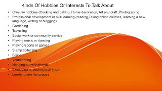 Different Ways you can be asked about Hobbies