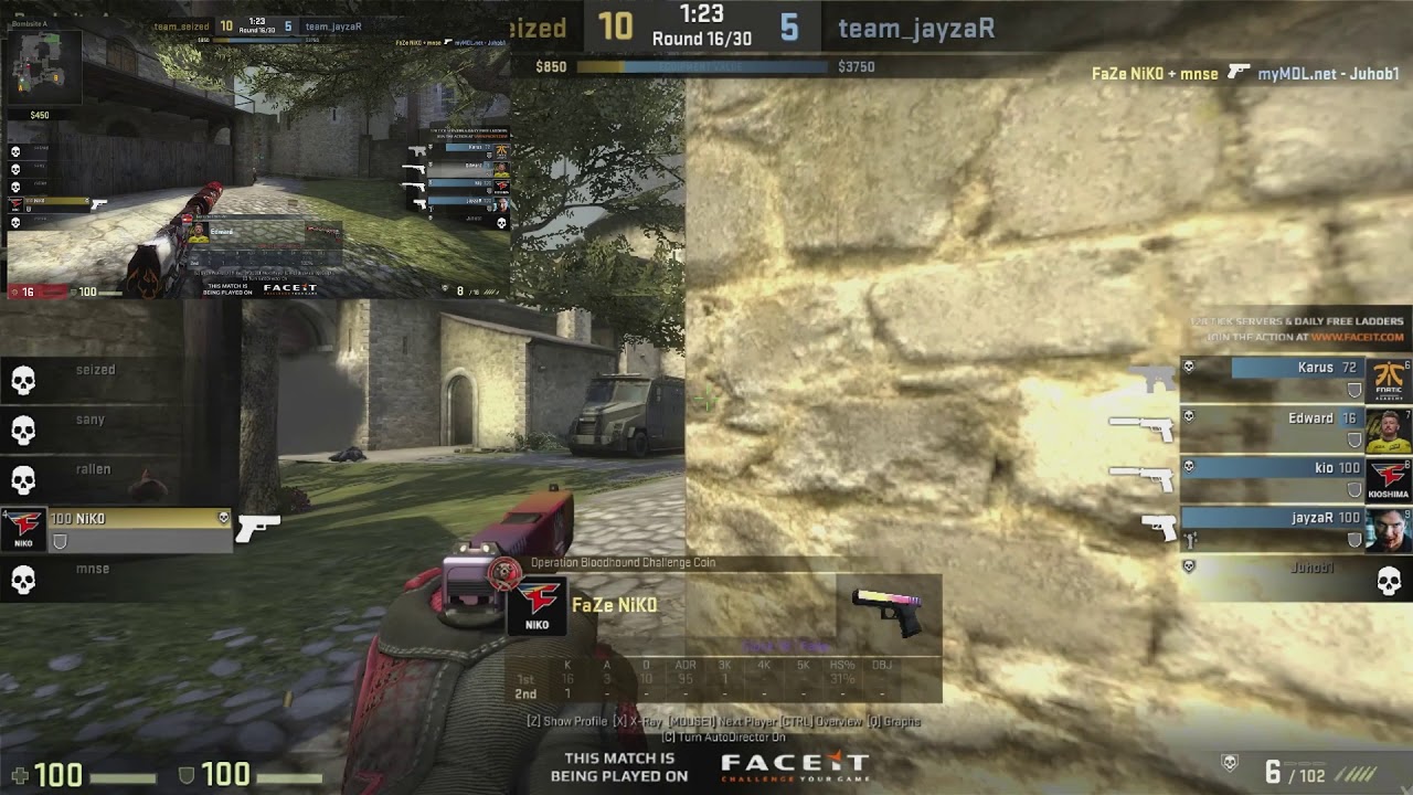 FaZe NiKO AMAZING 1v5 GLOCK Faceit Pro League YouTube
