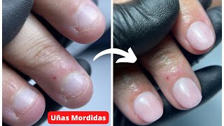 Uñas Mordidas - Onicofagia cambio total - como trabajar en uñas cortas con polygel y base rubber