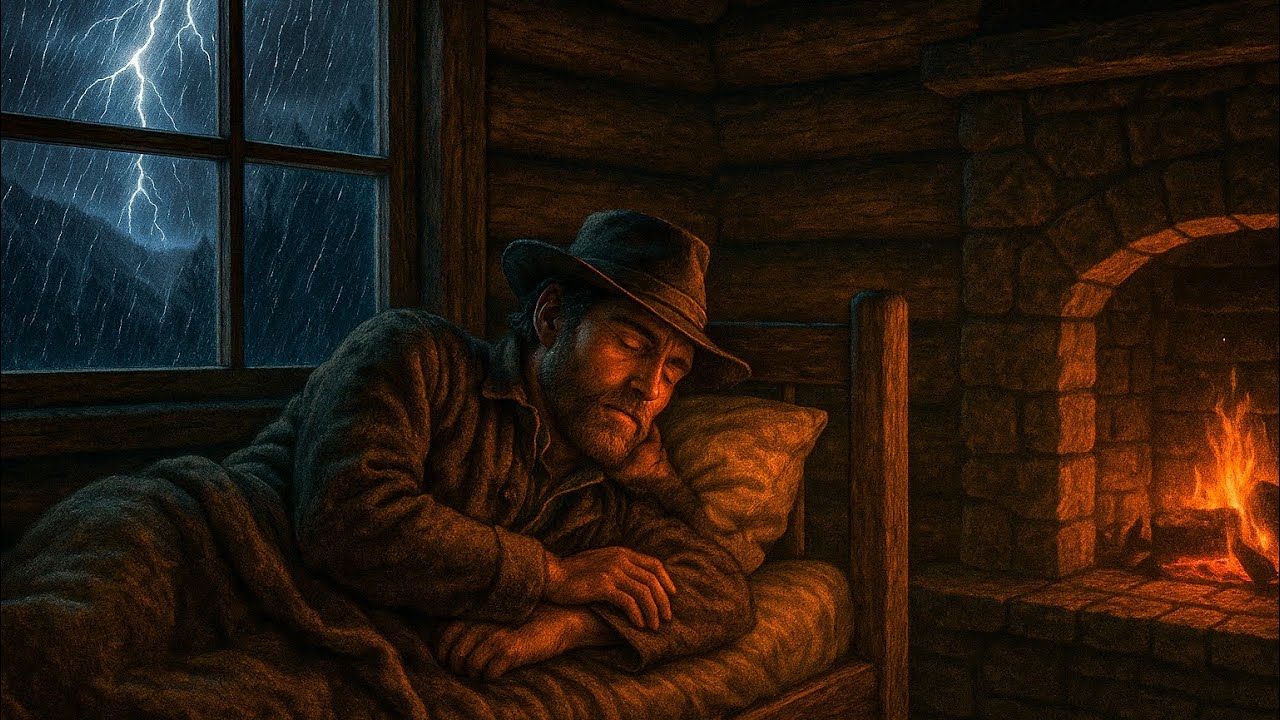 Sheltering from the Storm – Arthur Sleeps by the Fireplace in a Wooden Cabin|RDR2 ASMR