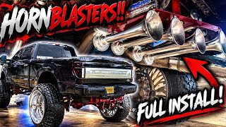 Horn blasters train horn kit install on my f250 | SO LOUD!!!!