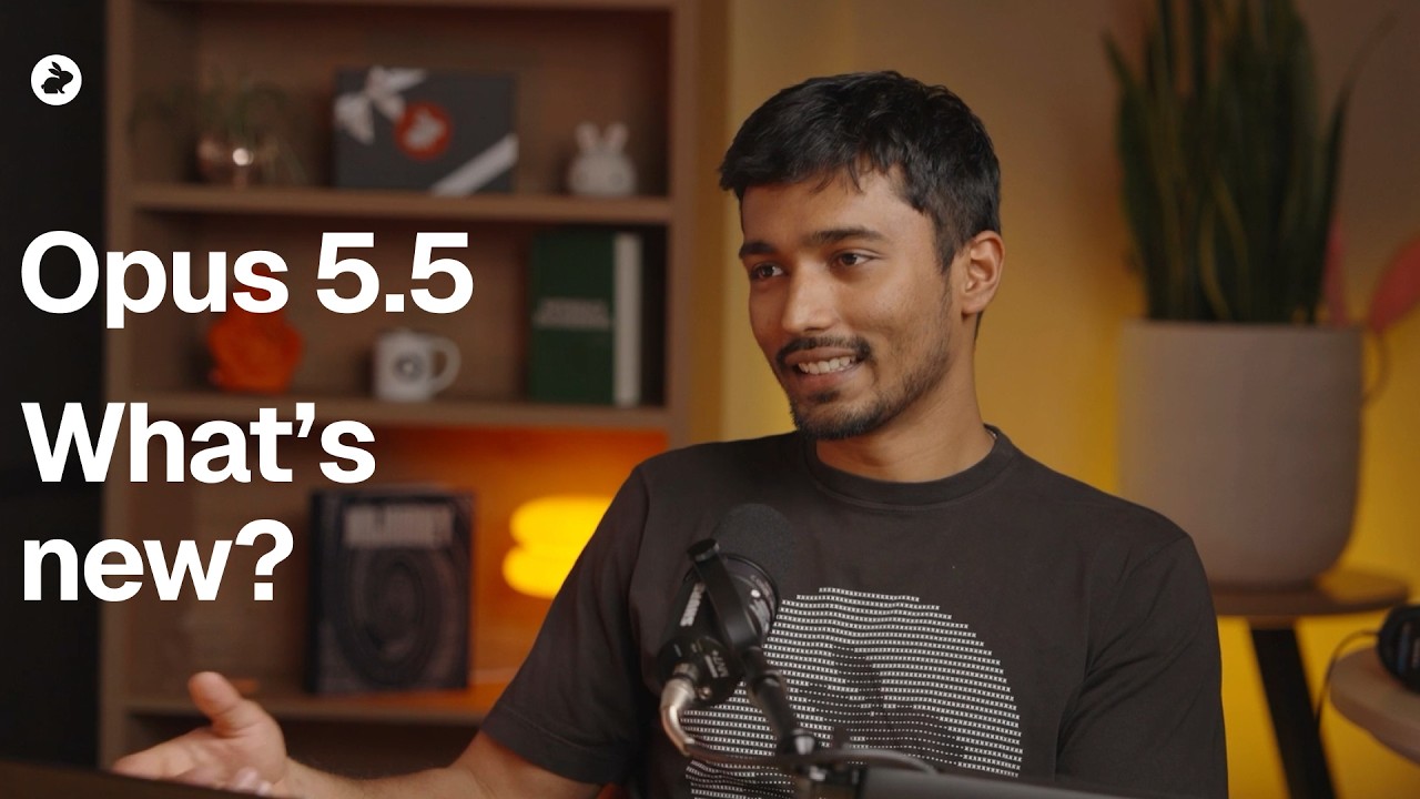 Video thumbnail for the Claude Opus 5.5 podcast conversation.