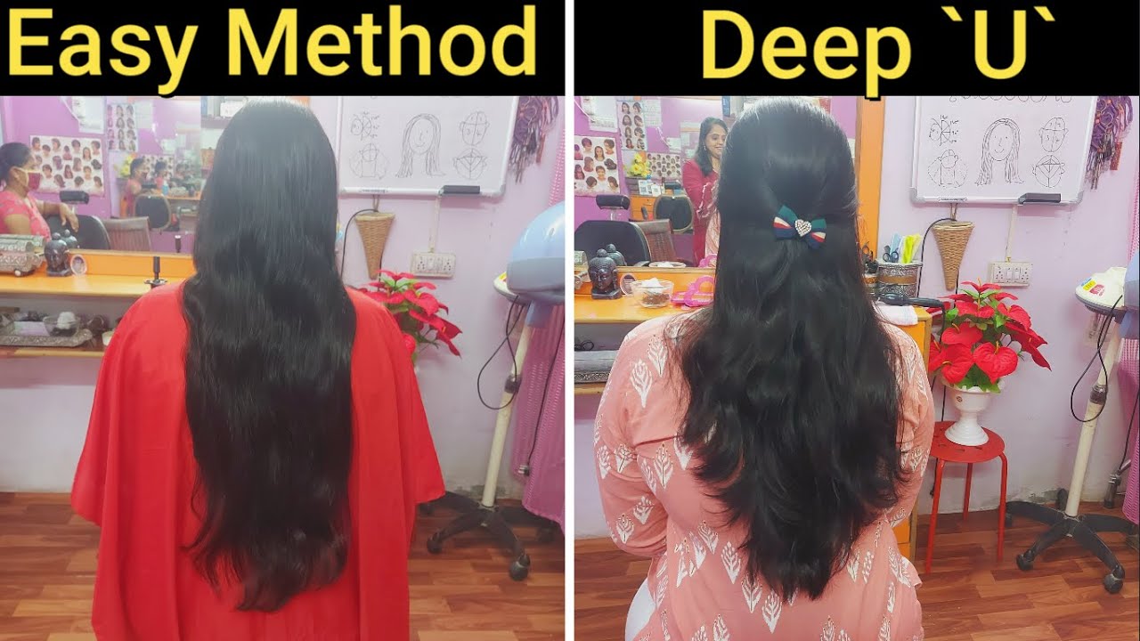 Deep 'U' Haircut(withsubtitles)/ Long U Shaped Haircut/Easy 'U