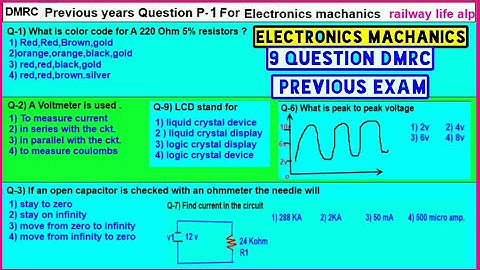 DMRC previous years Question part-1 | Electronics machanics ( Maintainer )