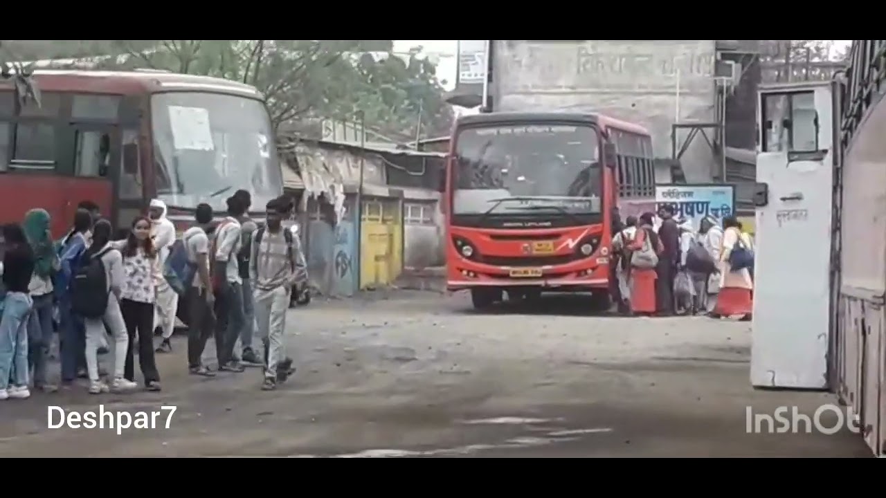 Village bus stand morning