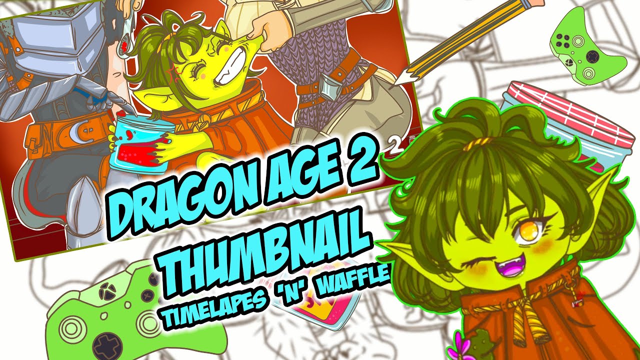 Замедленная съемка: Рисование моего превью трансляции Dragon Age 2 | Бет и Хоук крадут Goblin Jam!