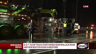 NHDOT plow overturns in Bedford