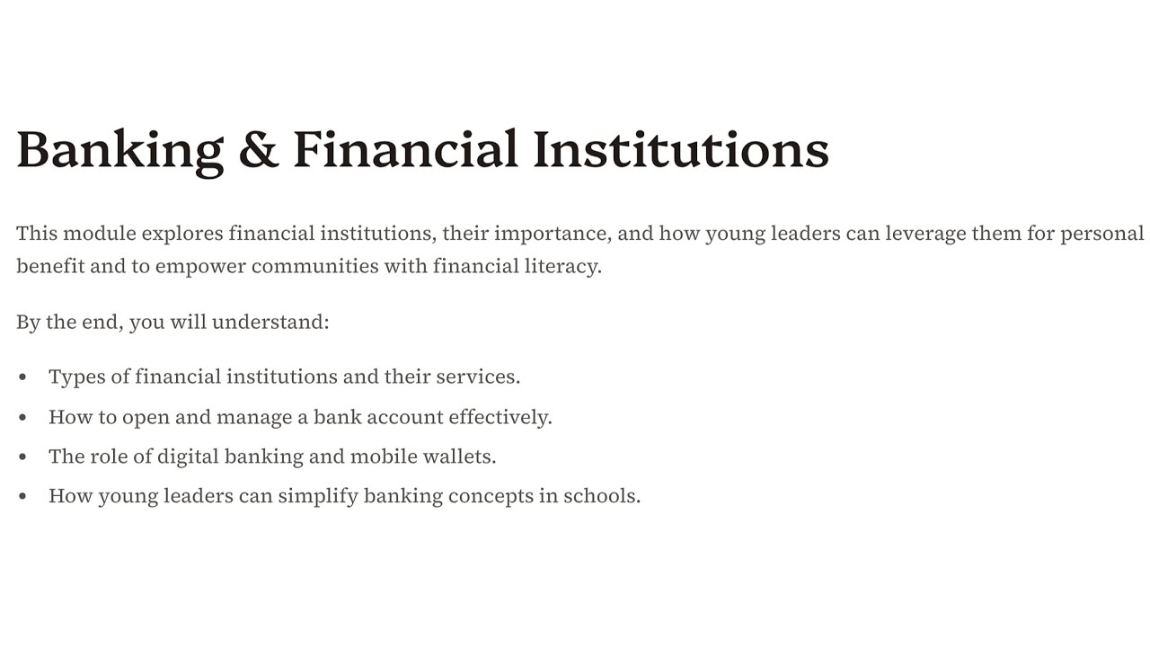 Banking And Financial Institutions