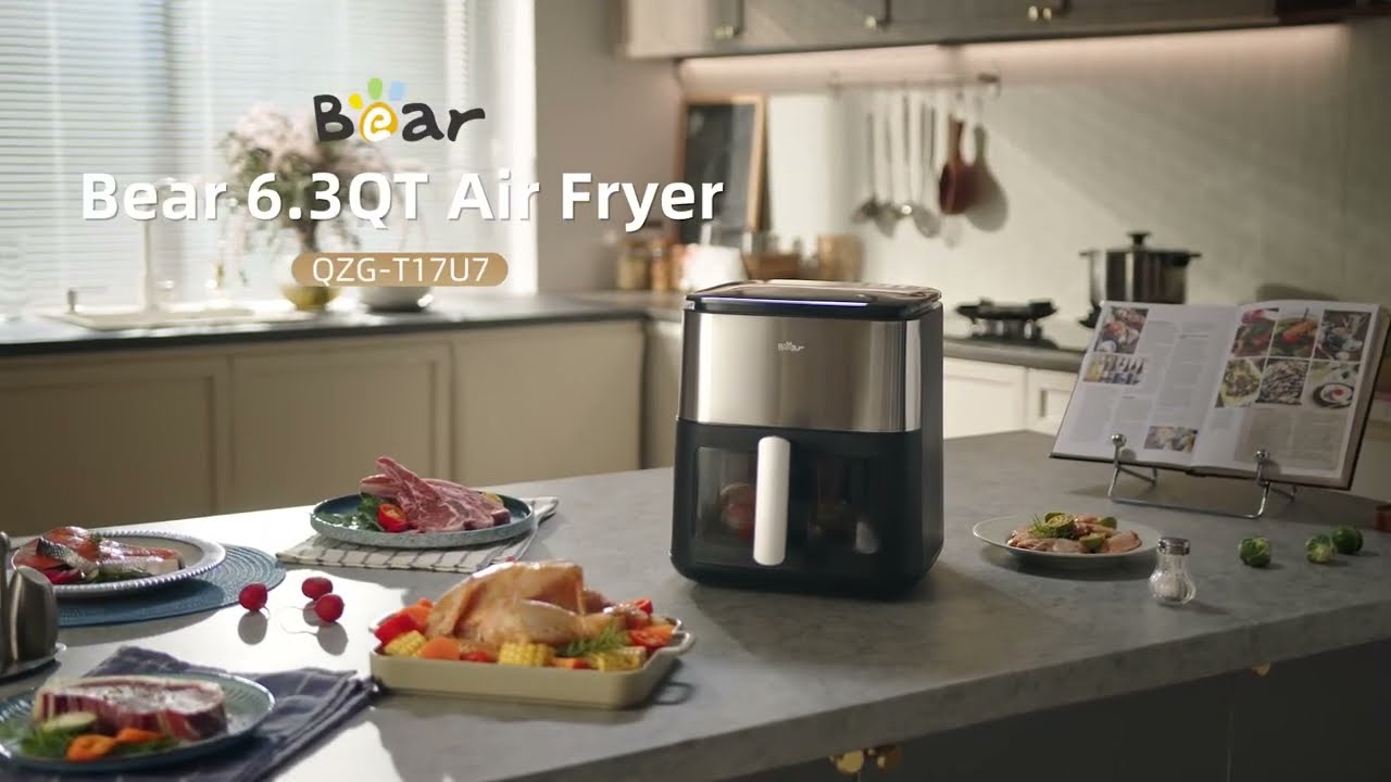 Bear 6.3QT Smart Touchscreen Air Fryer 🍟 | See-Through Window, Steam Function & Easy Cleanup