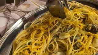 [ Dinner and Breakfast in Sardinia ] Pasta with Bottarga ( Fish Roe ) Alghero, Sardinia, Italy