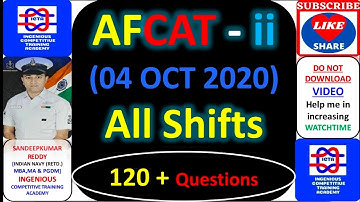 AFCAT EXAM 04 OCT 2020 ALL SHIFT, AFCAT PAPER 04 OCT 2020 SHIFT 2, AFCAT PAPER 04 OCT 2020 ALL SHIFT
