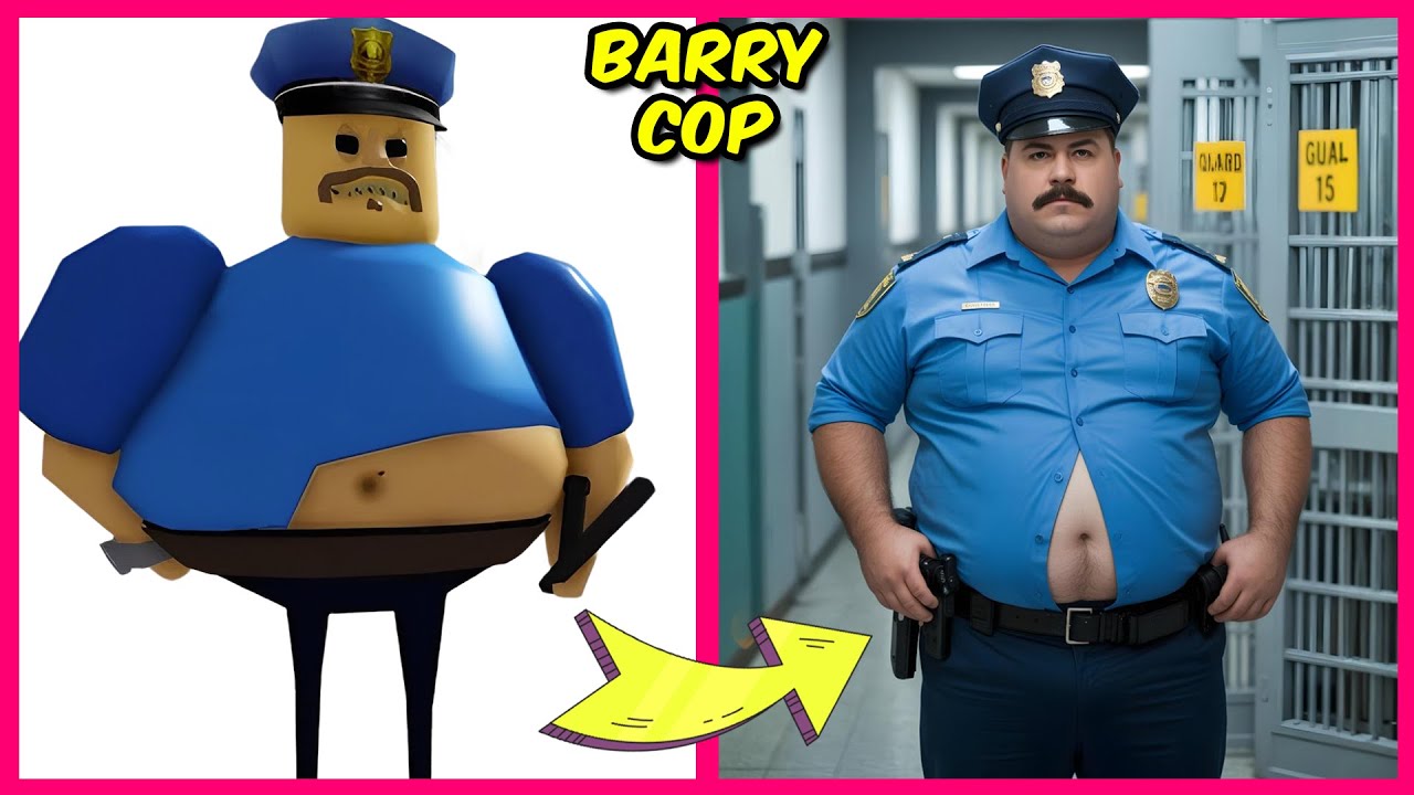 Монстры Roblox Obby в реальной жизни + Угадай эмодзи-викторина! 👮🏾‍♂️🚨🎮 | Барри Коп, Сирена Коп