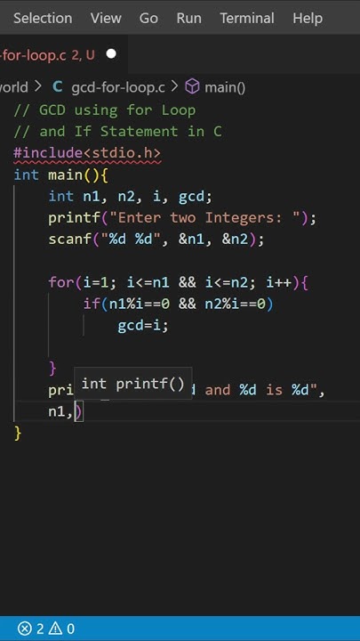C Programming-GCD Using for loop and if Statement - YouTube