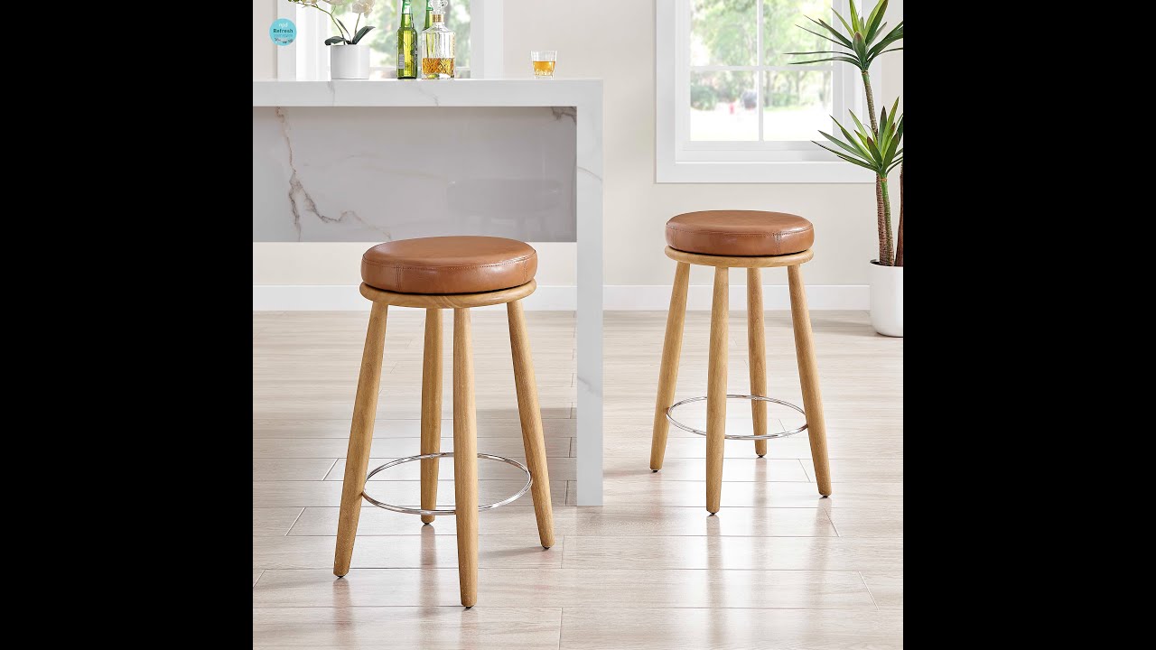 Deandre Backless Swivel Counter Stool, Borneo Chocolate Faux Leather