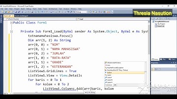 Bahasa Pemrograman Visual 2 "Array MultiDimensi Data Nilai Mahasiswa"