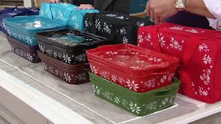 Temp-tations 11 x7 Mixed Pattern Baker with Tote on QVC