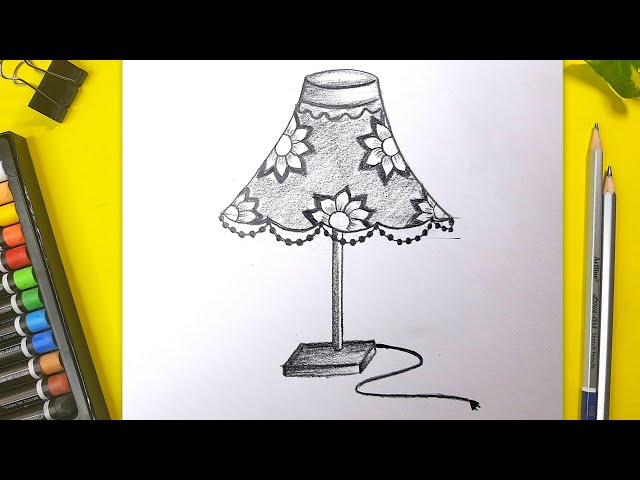 Set of sketched table lamps with lampshades. Vector illustration. Set of  isolated black contoured objects on white background… | Table sketch, Basic  sketching, Lamp