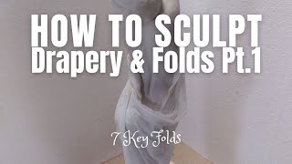 CÓMO ESCULPIR CORTINAS Y PLIEGUES PT 1 tutorial básico capas de tela drapeado escultura de figura... screenshot 4