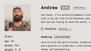 ANOMALY profile page demo for friends and dating