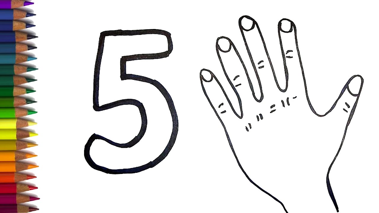 Просто 5. Рисунки для детей 5. Обведенная рука с цифрами. Раскраска цвет и цифры 5. Дети с цифрами в руках.