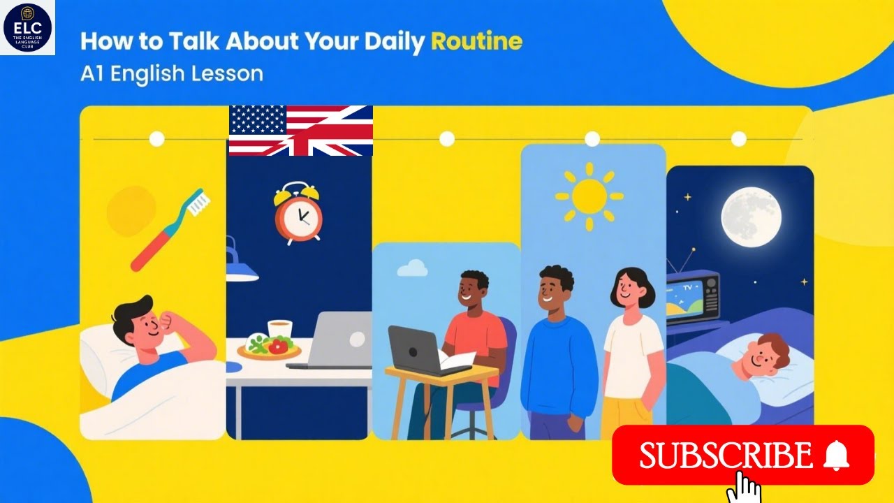 A1 English Lesson Video 3: How to Talk About Your Daily Routine | (My ...