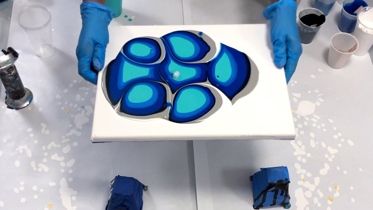 Electric BLUE! 💙 Fun Painting Marble Fluid Art - Acrylic Pouring