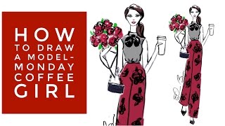 How to Draw a Fashion Model - Monday Coffee Girl with Procreate App screenshot 2
