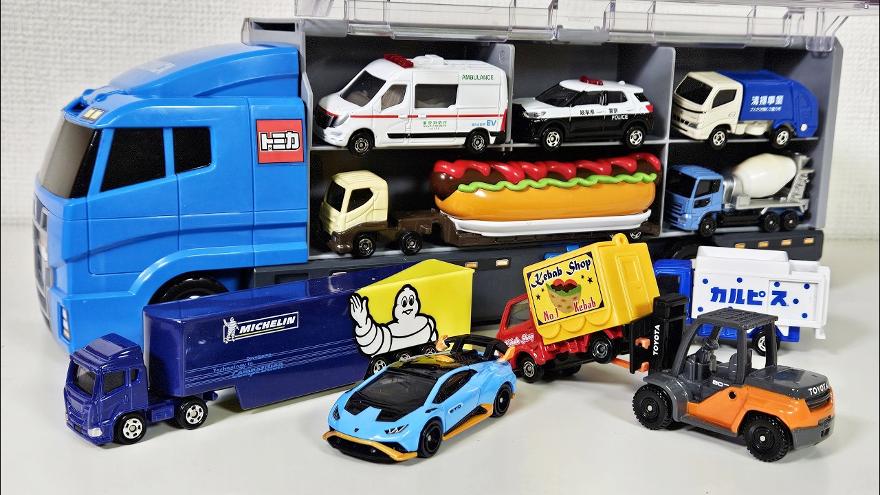 み*〜様 △トミカ10台おまとめセット トミカ10台開封☆ミニカーをギミックチェック＆坂道で走行テスト