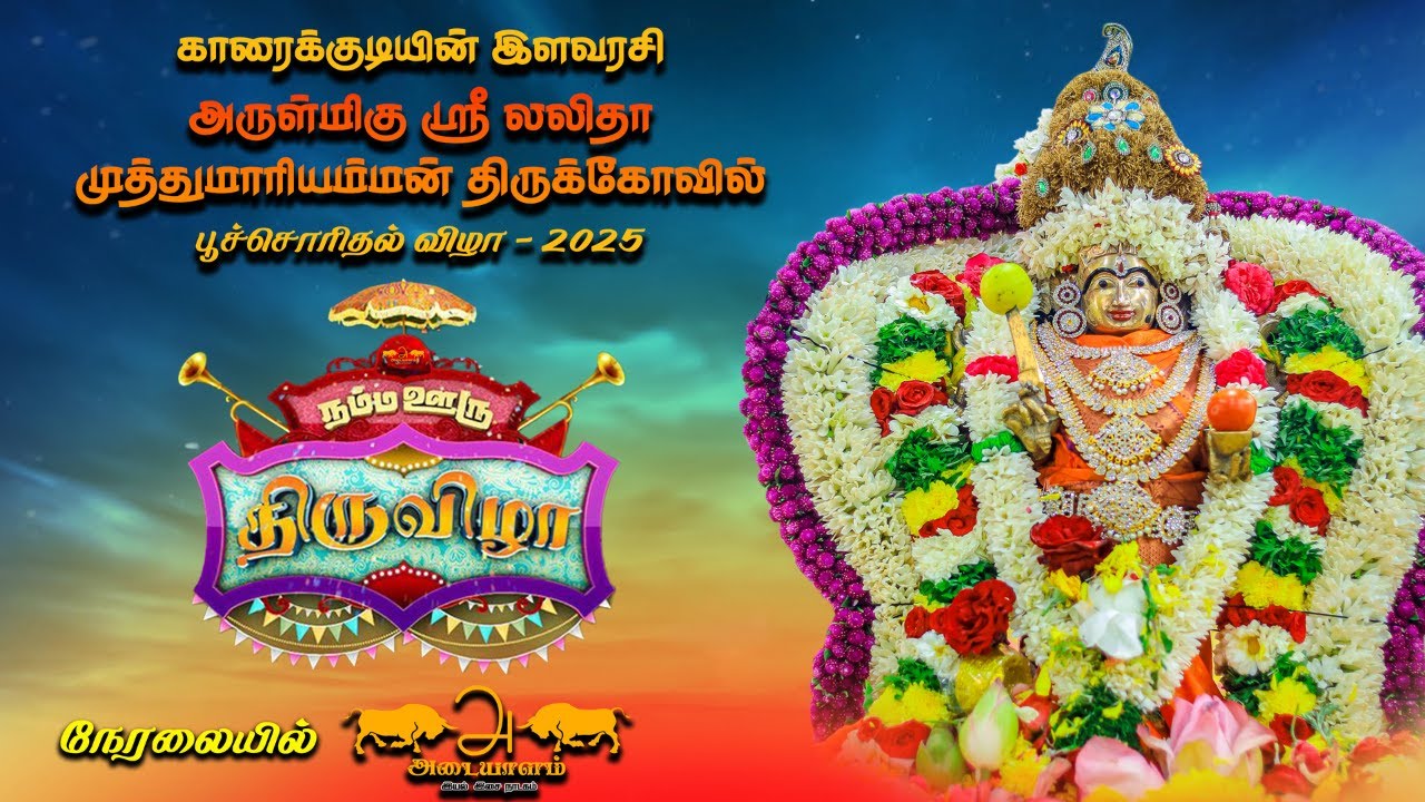 🔴 LIVE காரைக்குடி ஸ்ரீ லலிதா முத்துமாரியம்மன் திருவிழா 2025 பூச்சொரிதல் நேரலை