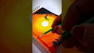 Beautiful Sunset Silhouette Painting | Acrylic Painting#shorts #trendingshorts #ashudrawingarts #art