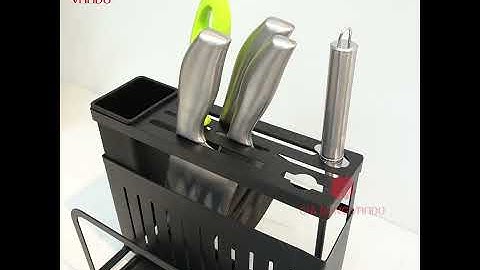 Giá Kệ Vando Để Vung Nồi Dao Thớt Đũa, Có Khay Hứng Nước, Kệ Gắn Tường Kèm Móc Treo Đồ