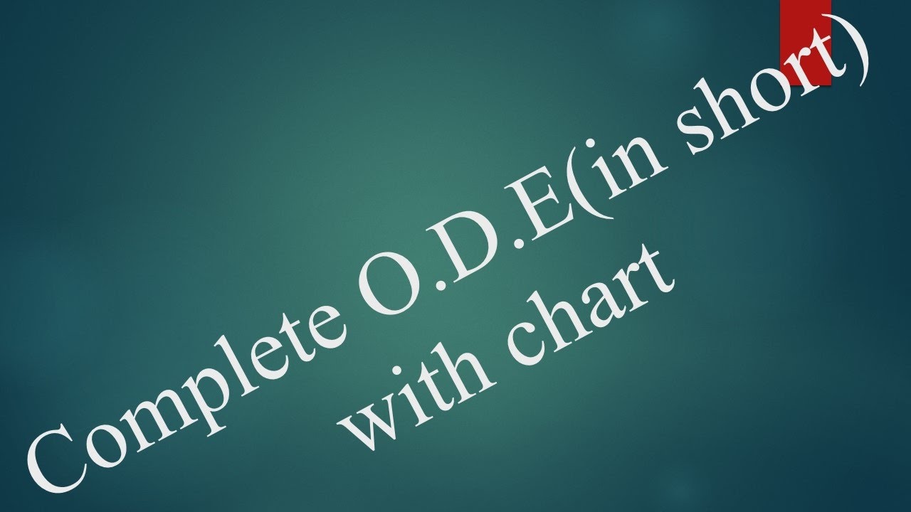 ◄3►|| D.E || Complete ODE(in short) by using chart || Hindi