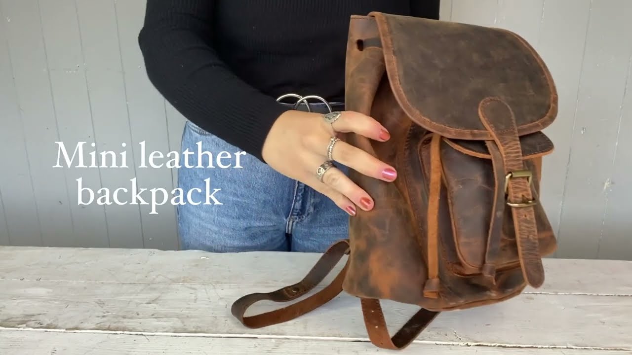 Bohemian Backpack Boho Small Stamped Leather Handmade New Handmade Leather Backpack - Small - Light Brown – SpellOfSpring main image 4