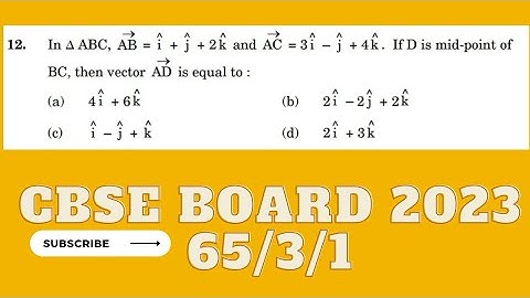 In triangle ABC vec AB = hat i + hat j +2 hat k and vec AC =3 hat i - hat j +4 hat k . If D is mid-p