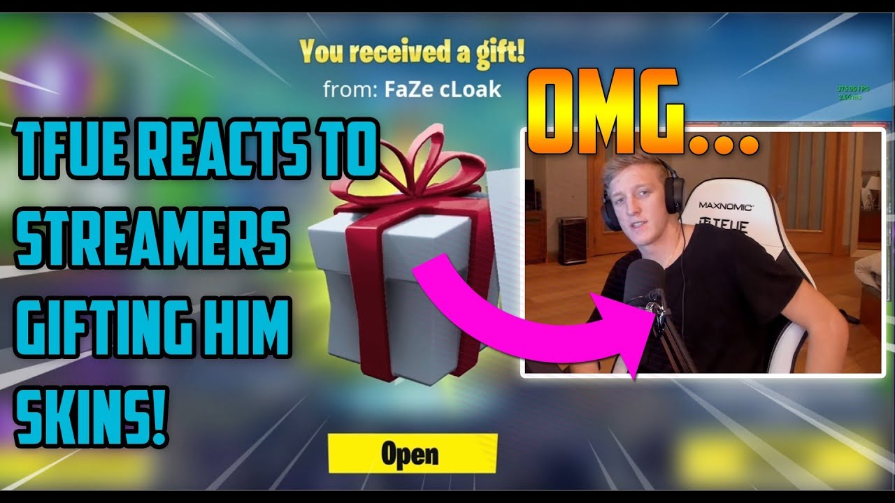Tfue Reacts To Streamers GIFTING HIM SKINS! Cloakzy, Symfuhny and More! Fortnite Funny Moments
