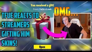 Tfue Reacts To Streamers GIFTING HIM SKINS! Cloakzy, Symfuhny and More! Fortnite Funny Moments