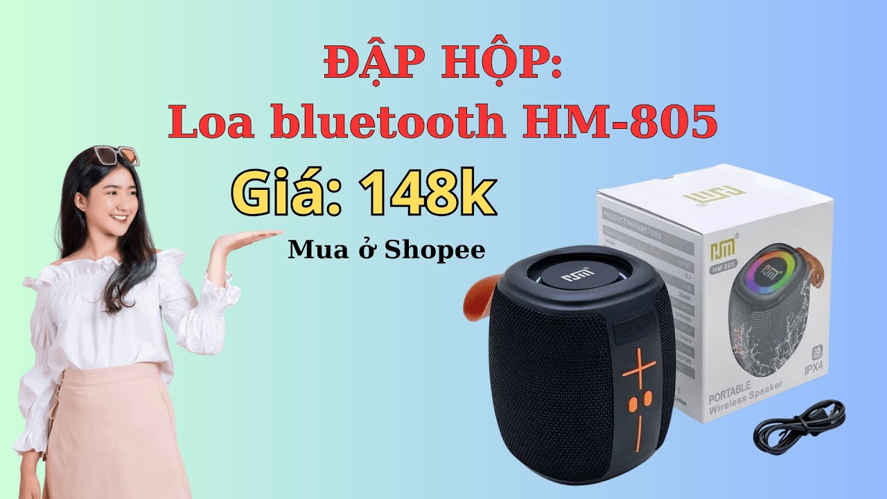 Unbox Loa bluetooth HM 805 mua trên Shopee