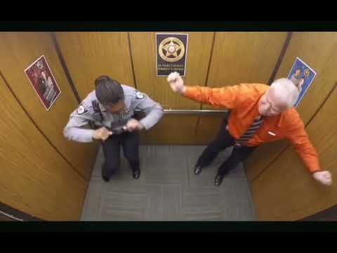 Police dancing in an elevator while the Angry Birds song plays (MEME)