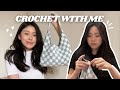 CROCHET WITH ME | checkered crochet shoulder bag