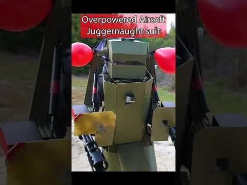 Overpowered Airsoft Juggernaut Suit w/ TWO Mini-Guns  #shorts #airsoft